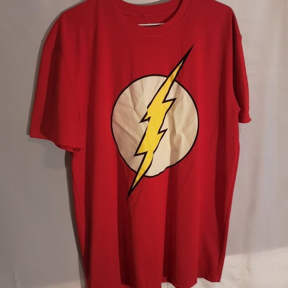 DC Comics Men's Size Large Red Flash T-shirt & Wooden Bazinga Trinket Box - Picture 1 of 8